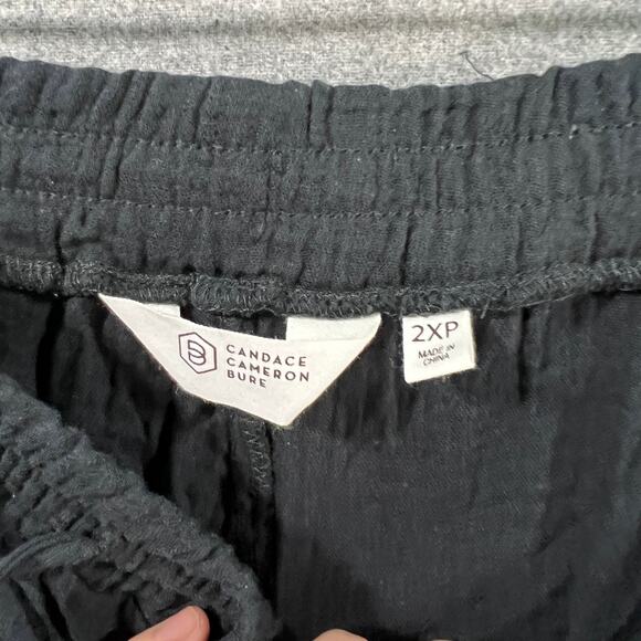 Candace Cameron Bure Petite Smocked Waist Gauze Pant Black, Petite 2X - Picture 3 of 11